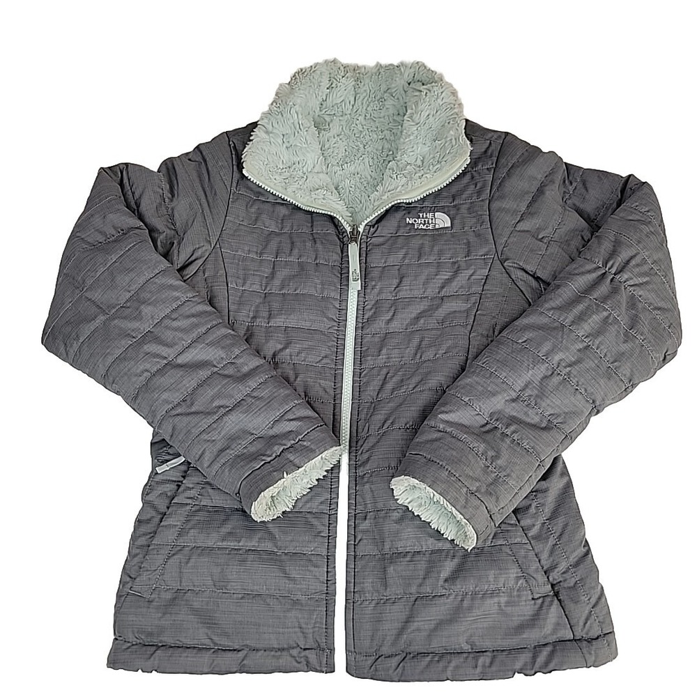 The North Face Girls‎ 14/16 Reversible Mossbud Swirl Jacket  Gray Teal **READ**